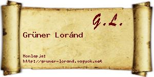 Grüner Loránd névjegykártya